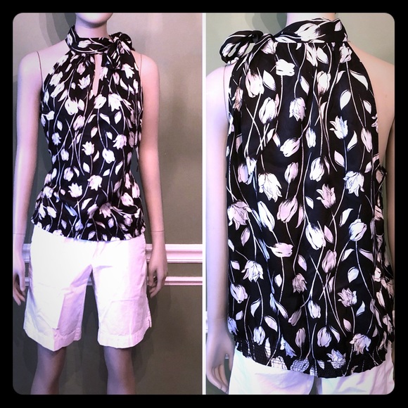 White House Black Market Tops - WHBM- size L 💯 % silk side tie blouse